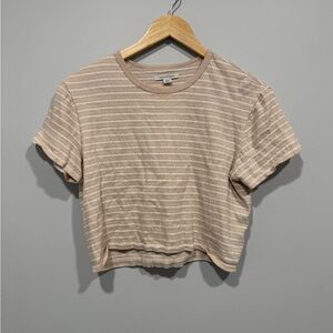 American Eagle Outfitters Beige Striped Crop Top